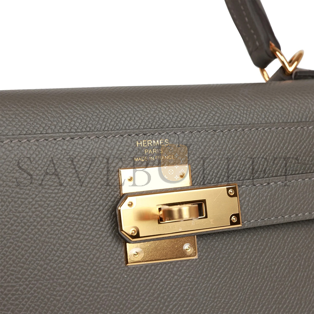 HERMÈS KELLY SELLIER 28 GRIS MEYER EPSOM GOLD HARDWARE (28*22*10cm) 